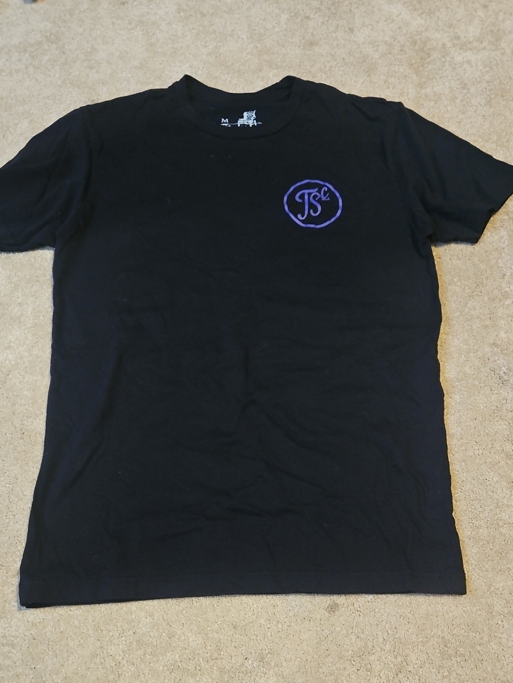 Black Crewneck T-Shirt with Purple Logo, The Sitting Club